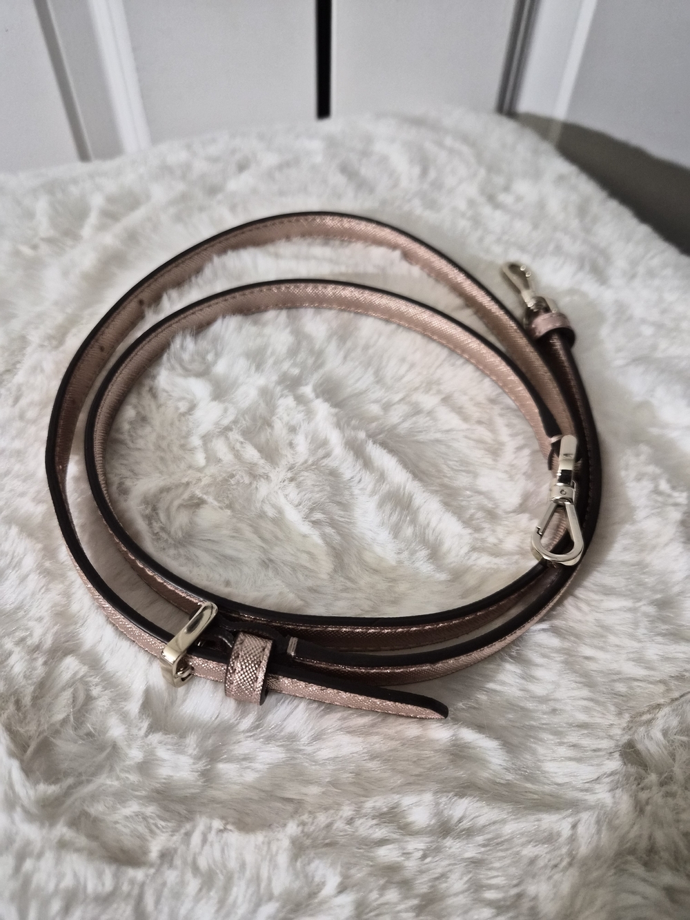 Kate Spade Rose Gold Leather Crossbody Strap - Women's Accessory